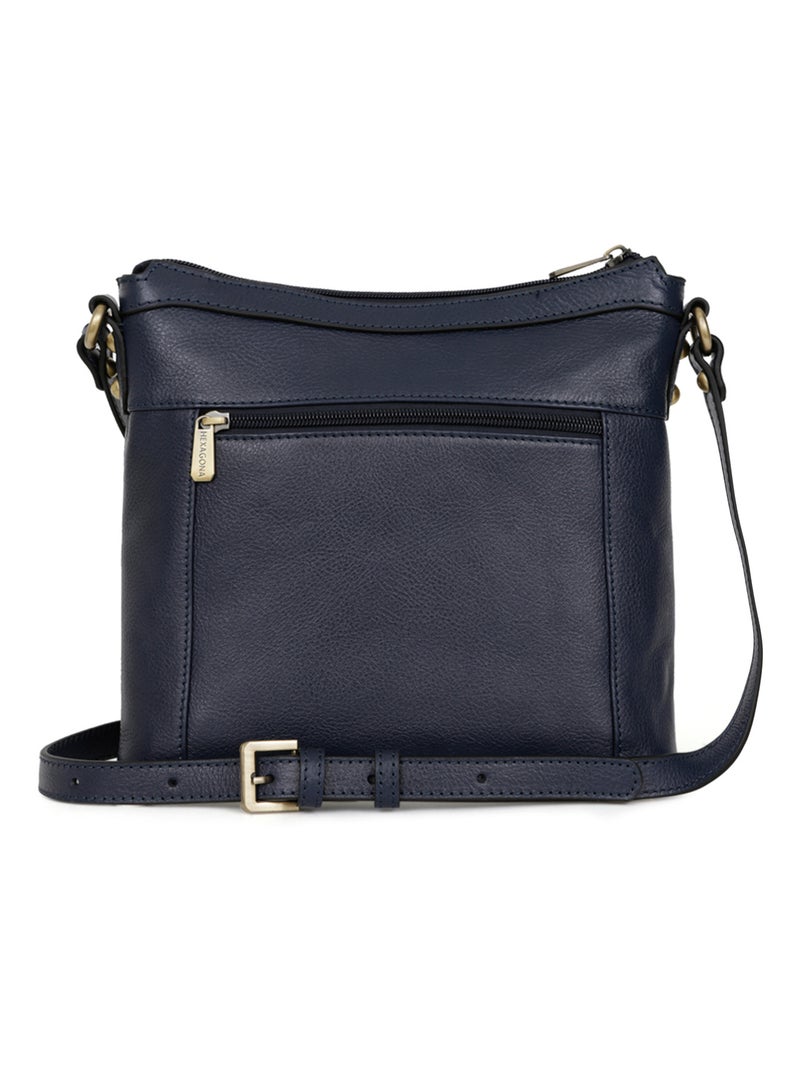 Sac porté travers  Cuir RÉPUBLIQUE Bleu marine - Kiabi