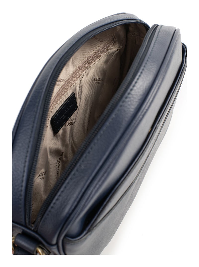 Sac porté travers  Cuir RÉPUBLIQUE Bleu marine - Kiabi