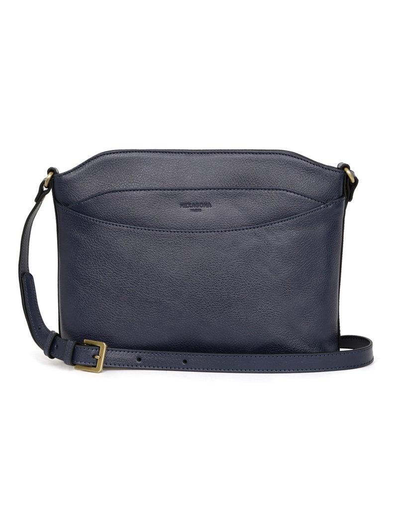 Sac porté travers  Cuir RÉPUBLIQUE Bleu marine - Kiabi