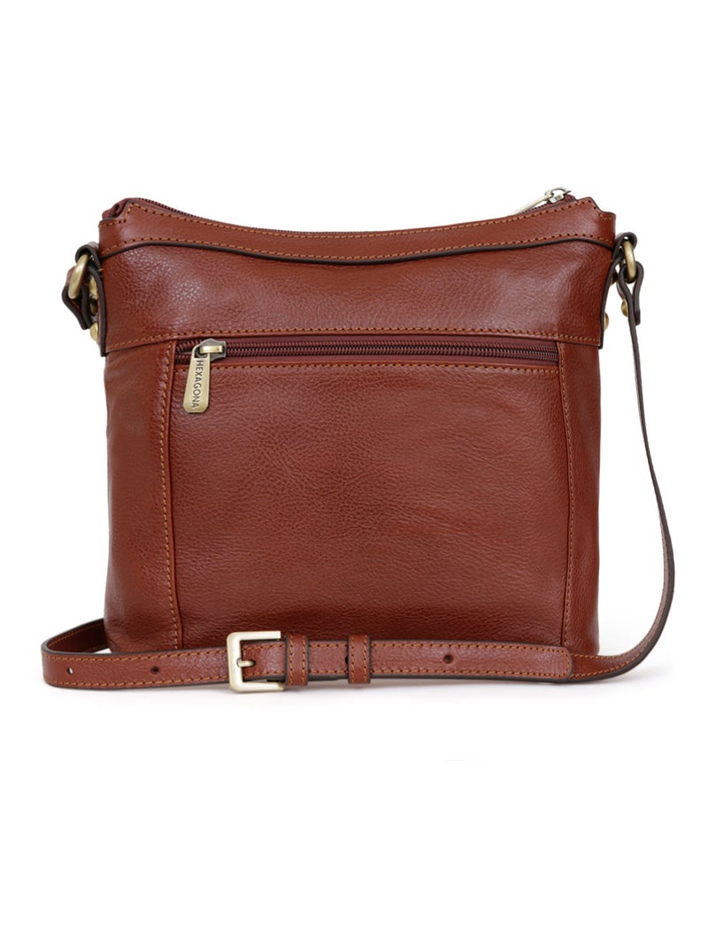 Sac porté travers  Cuir RÉPUBLIQUE Marron - Kiabi