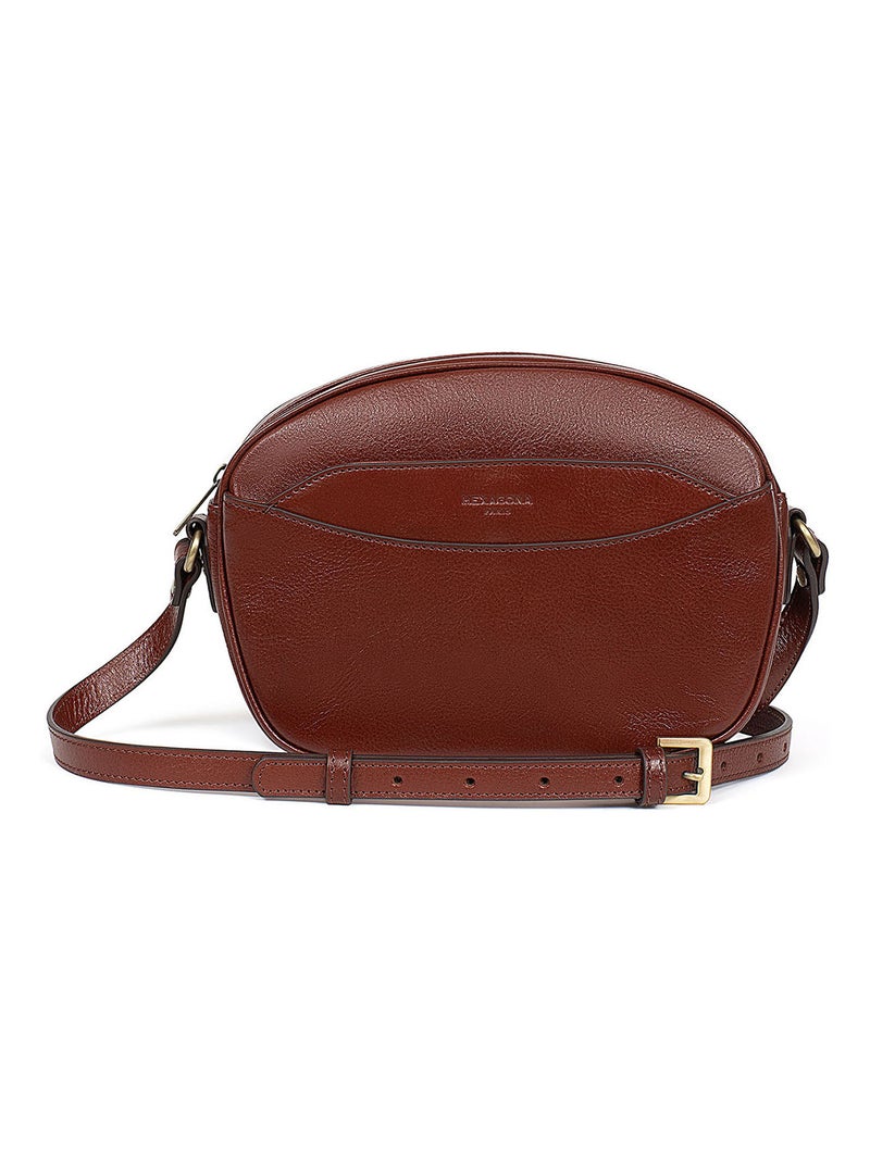 Sac porté travers  Cuir RÉPUBLIQUE Marron - Kiabi