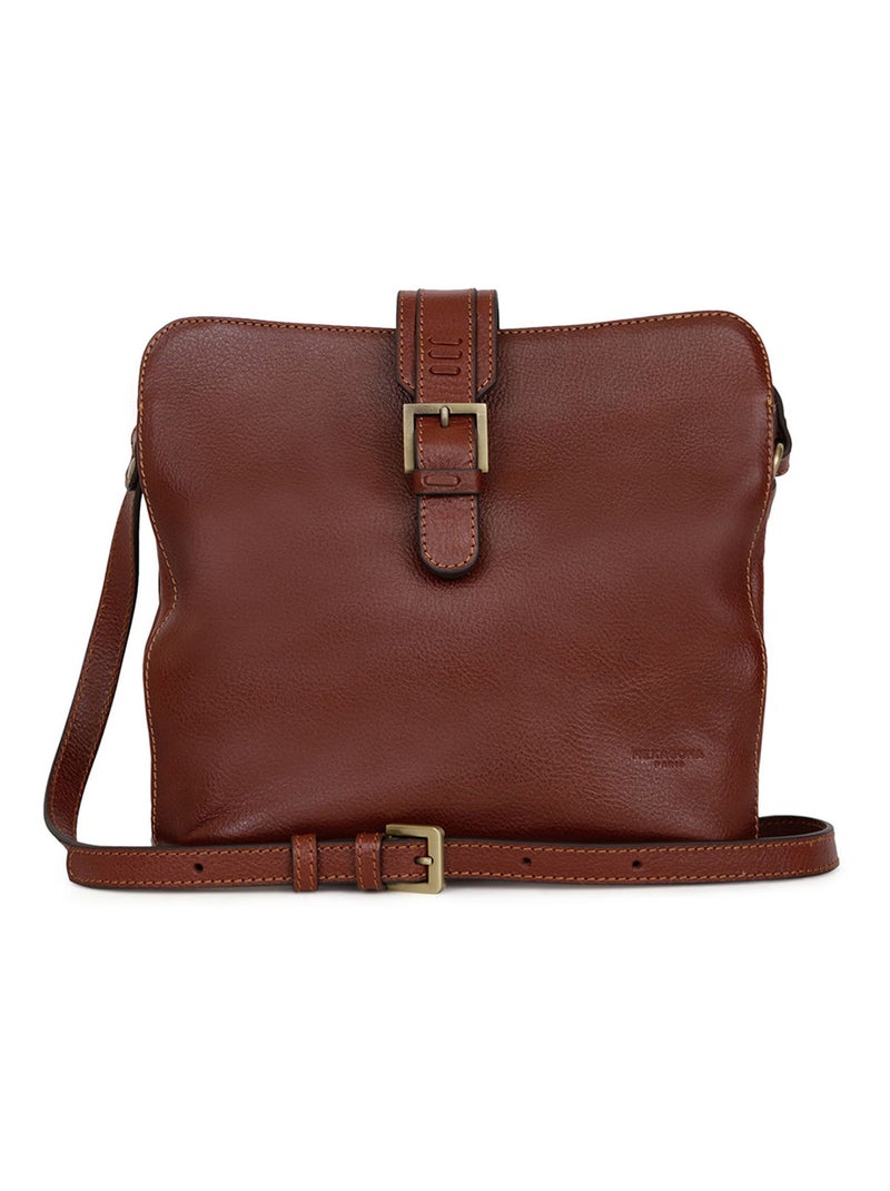 Sac porté travers  Cuir RÉPUBLIQUE Marron - Kiabi