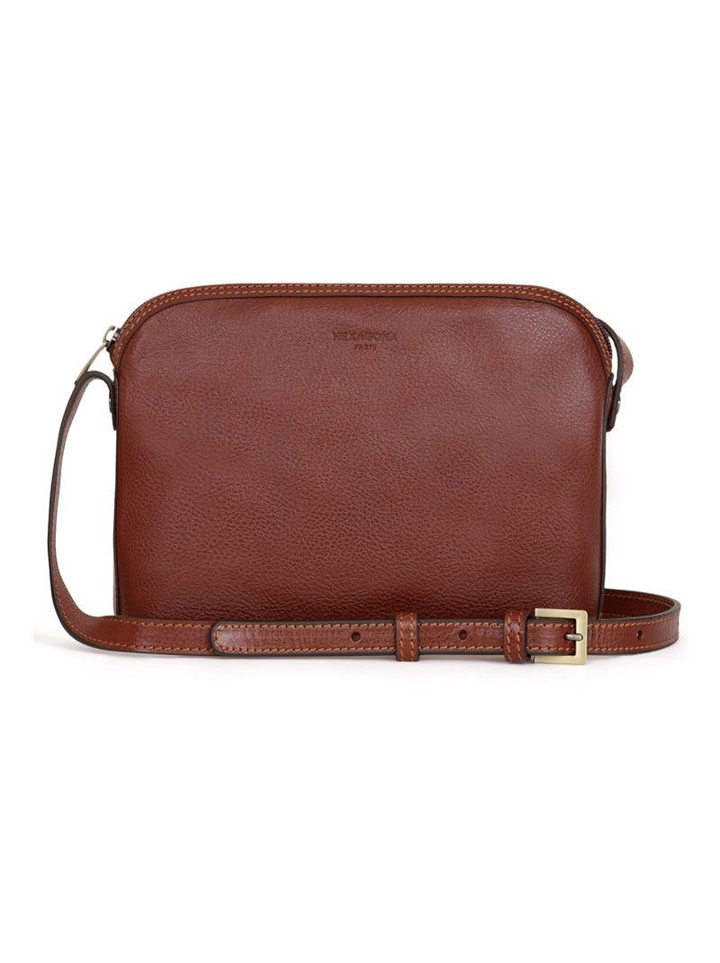 Sac porté travers  Cuir RÉPUBLIQUE Marron - Kiabi