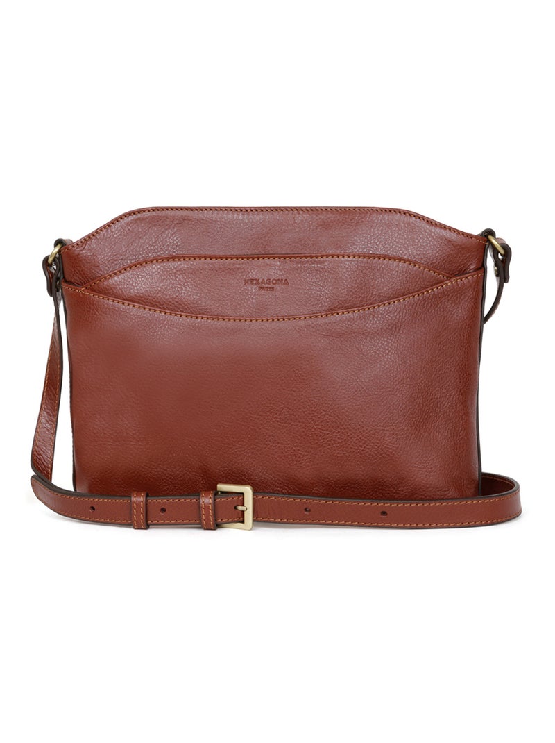 Sac porté travers  Cuir RÉPUBLIQUE Marron - Kiabi