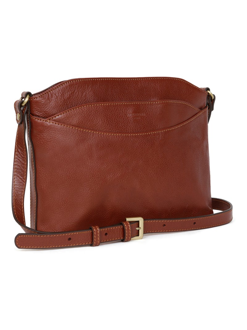 Sac porté travers  Cuir RÉPUBLIQUE Marron - Kiabi