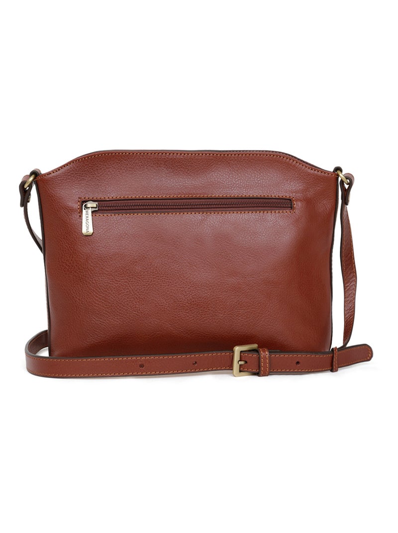 Sac porté travers  Cuir RÉPUBLIQUE Marron - Kiabi