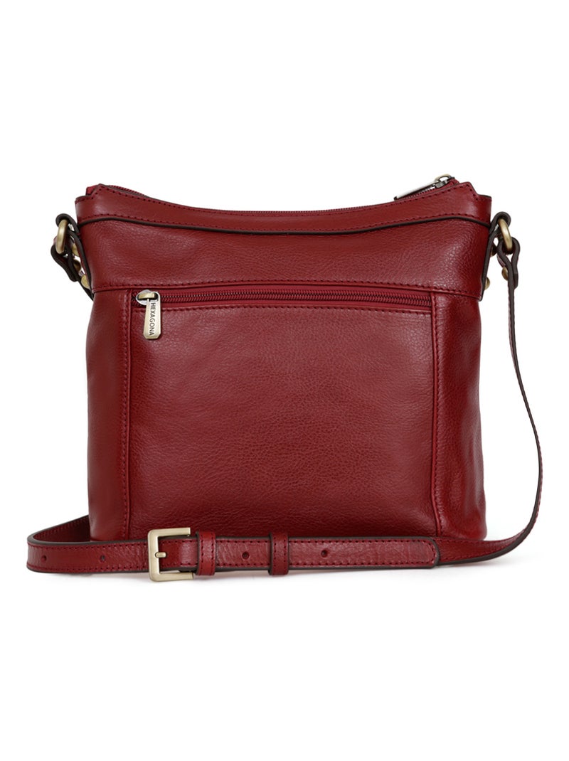 Sac porté travers  Cuir RÉPUBLIQUE Rouge carmin - Kiabi