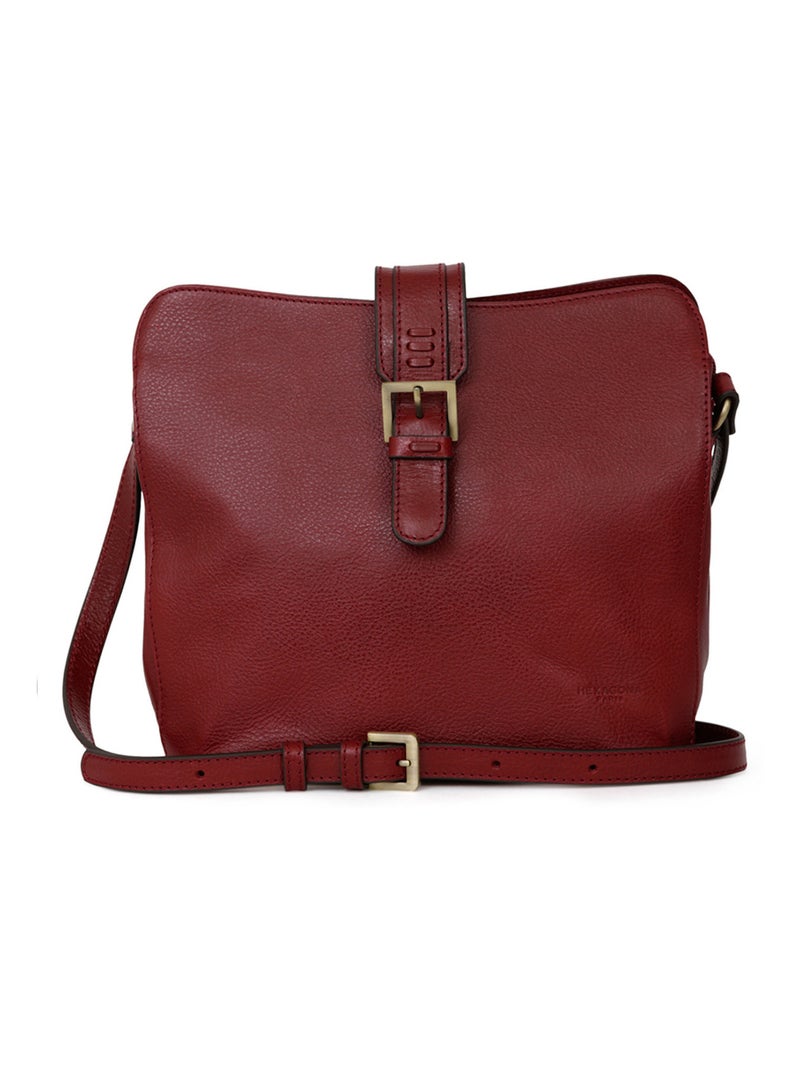 Sac porté travers  Cuir RÉPUBLIQUE Rouge carmin - Kiabi