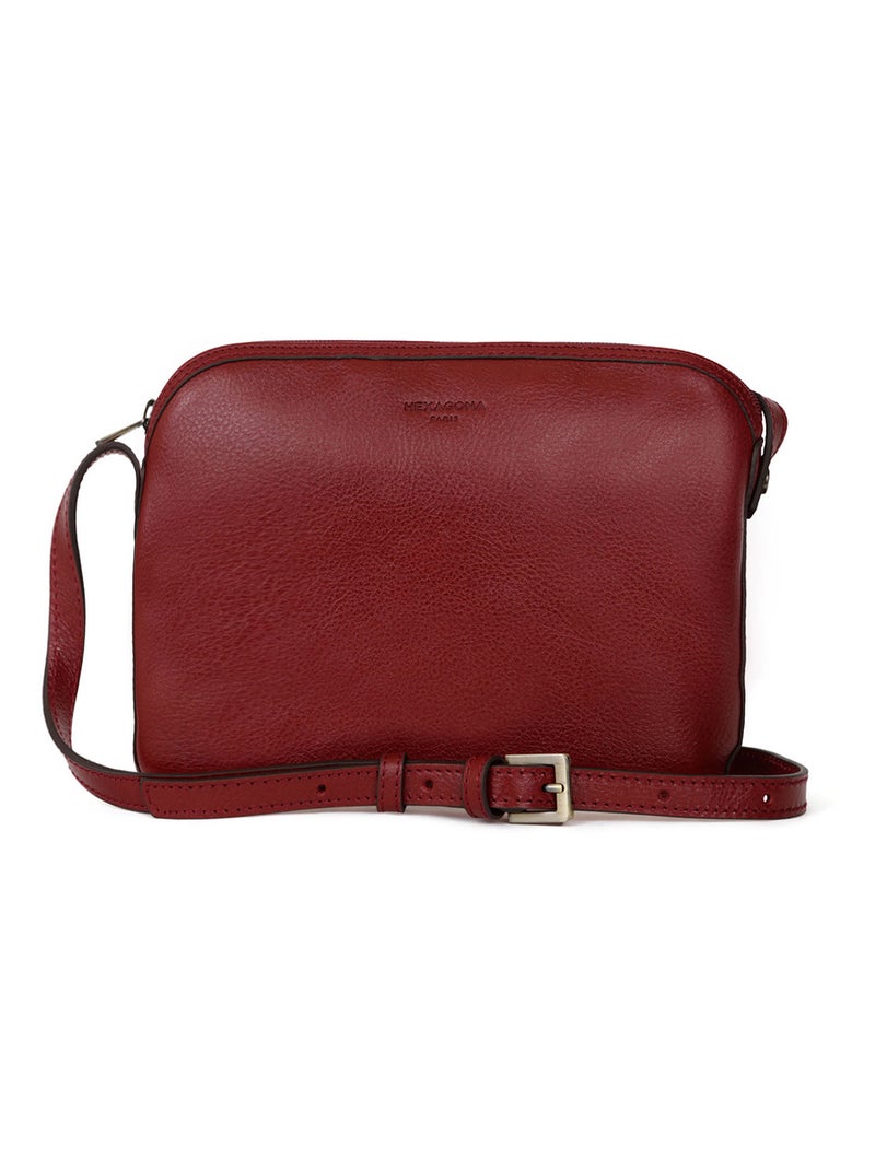 Sac porté travers  Cuir RÉPUBLIQUE Rouge carmin - Kiabi