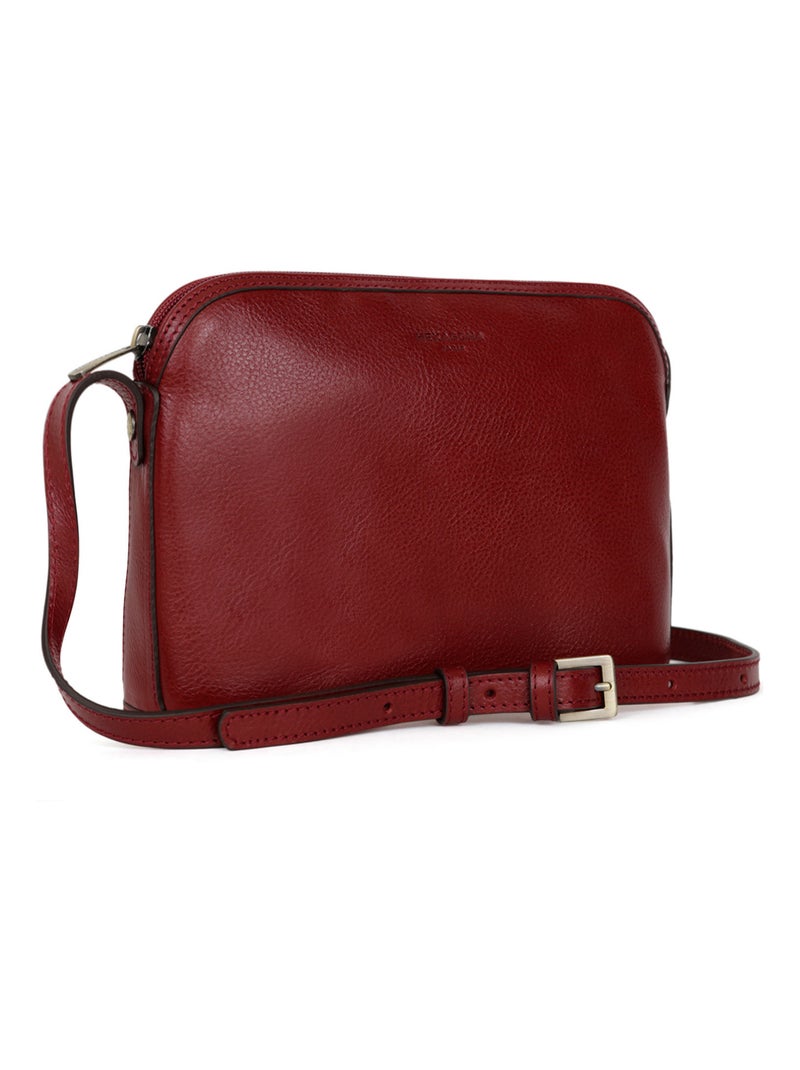 Sac porté travers  Cuir RÉPUBLIQUE Rouge carmin - Kiabi