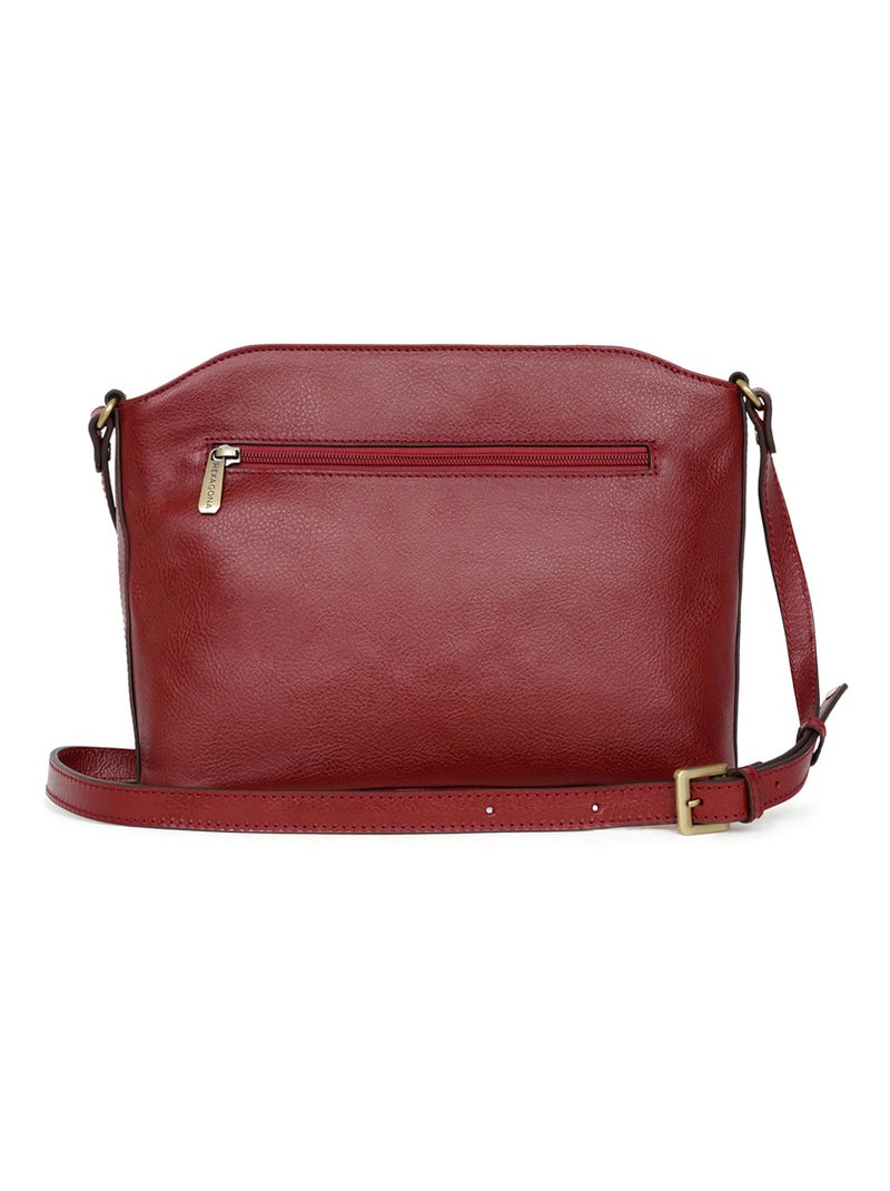 Sac porté travers  Cuir RÉPUBLIQUE Rouge carmin - Kiabi