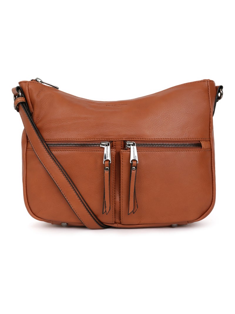 Sac porté travers  Cuir SAUVAGE Marron - Kiabi