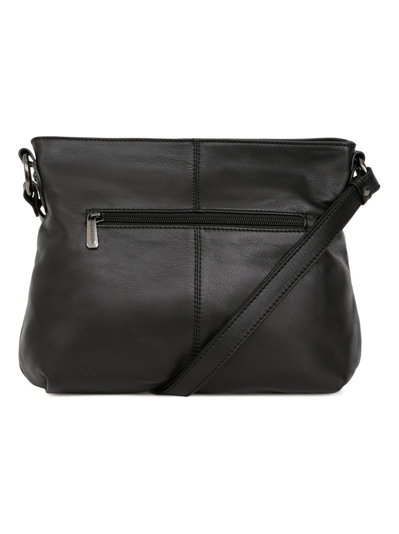 Sac porté travers  Cuir SAUVAGE Noir - Kiabi