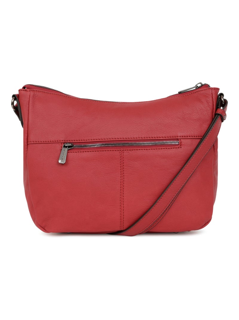 Sac porté travers  Cuir SAUVAGE Rouge carmin - Kiabi