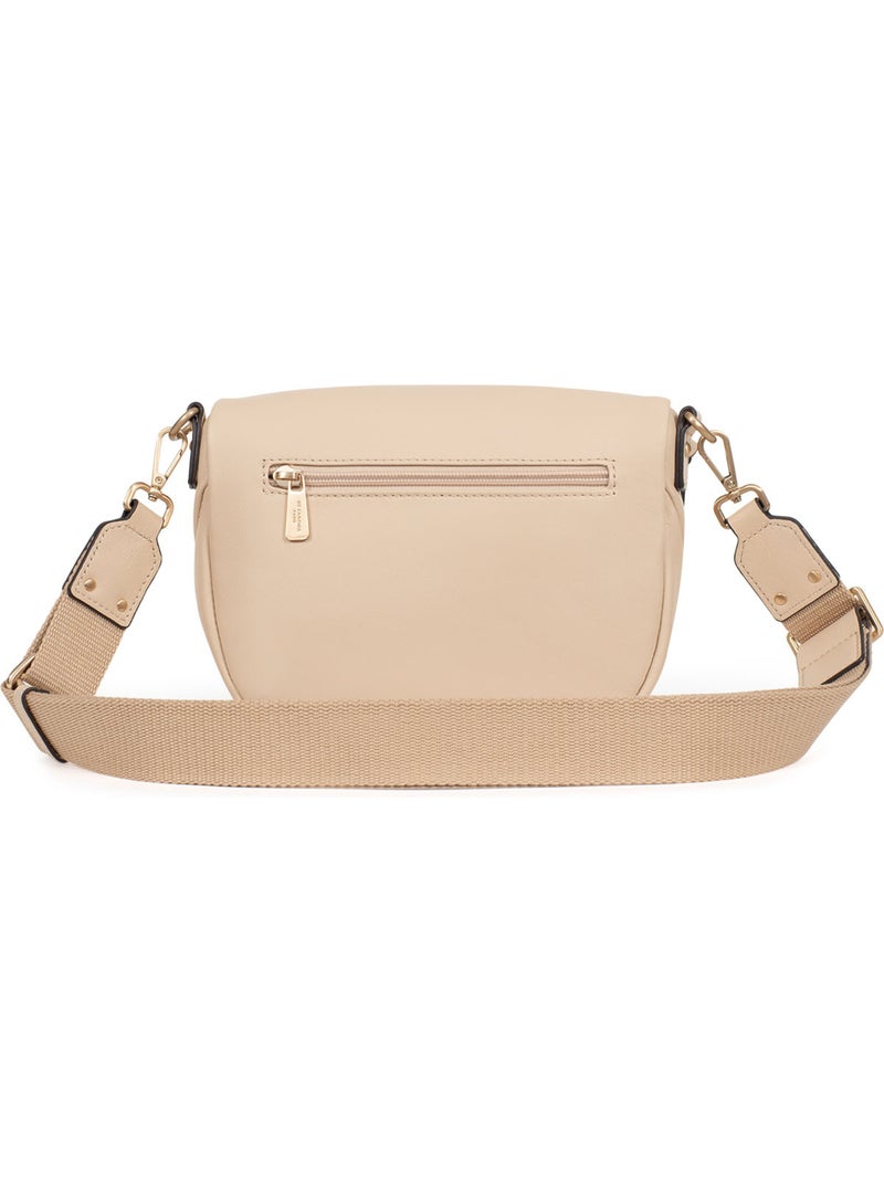 Sac porté travers  Cuir TAIMA Beige - Kiabi