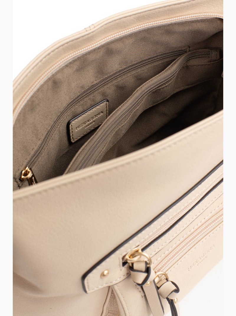 Sac porté travers  Cuir TAIMA Beige - Kiabi