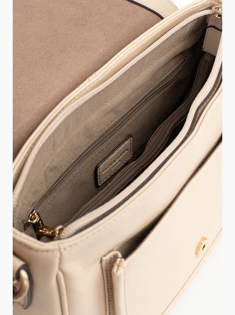 Sac porté travers  Cuir TAIMA Beige - Kiabi