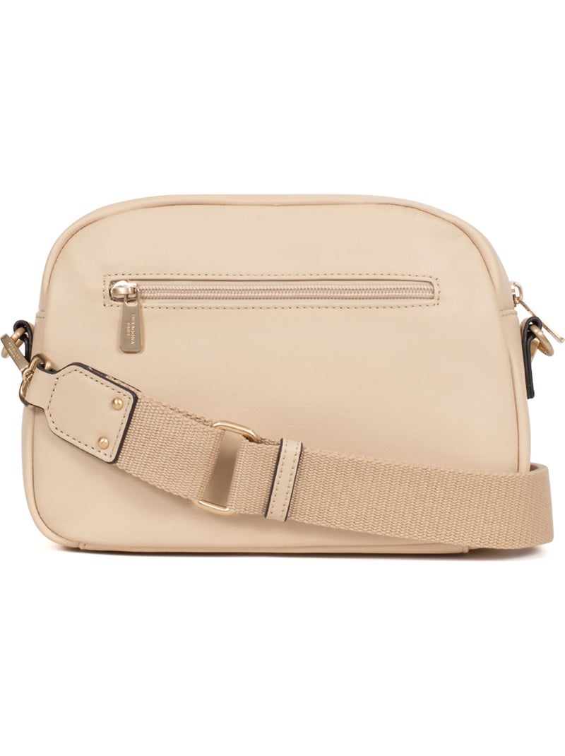 Sac porté travers  Cuir TAIMA Beige - Kiabi