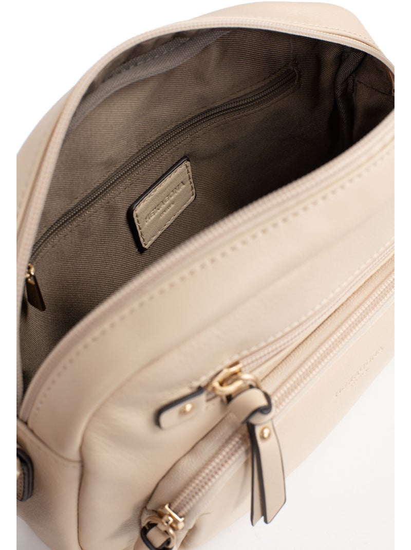 Sac porté travers  Cuir TAIMA Beige - Kiabi
