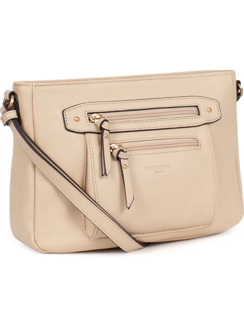 Sac porté travers  Cuir TAIMA Beige - Kiabi