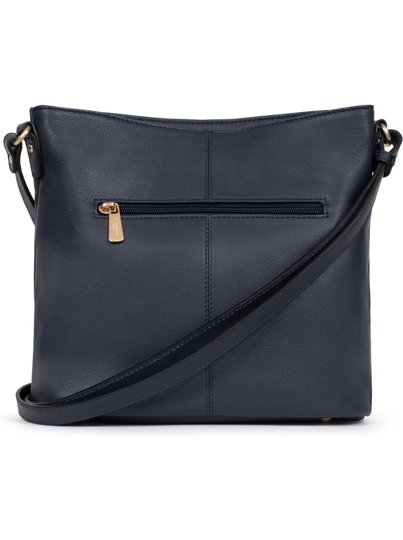 Sac porté travers  Cuir TAIMA Bleu nuit - Kiabi
