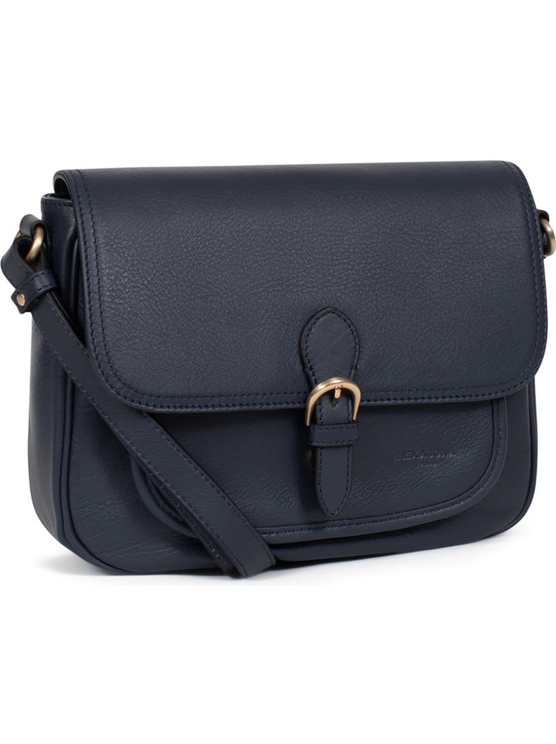 Sac porté travers  Cuir TAIMA Bleu nuit - Kiabi