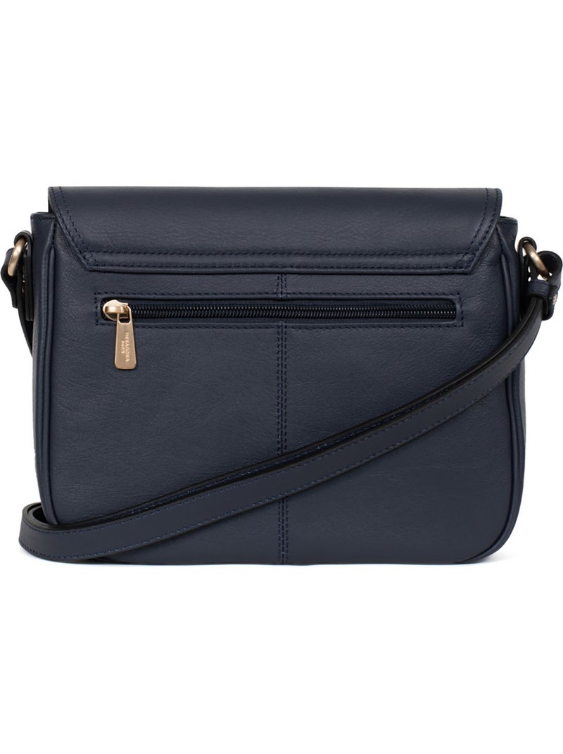 Sac porté travers  Cuir TAIMA Bleu nuit - Kiabi