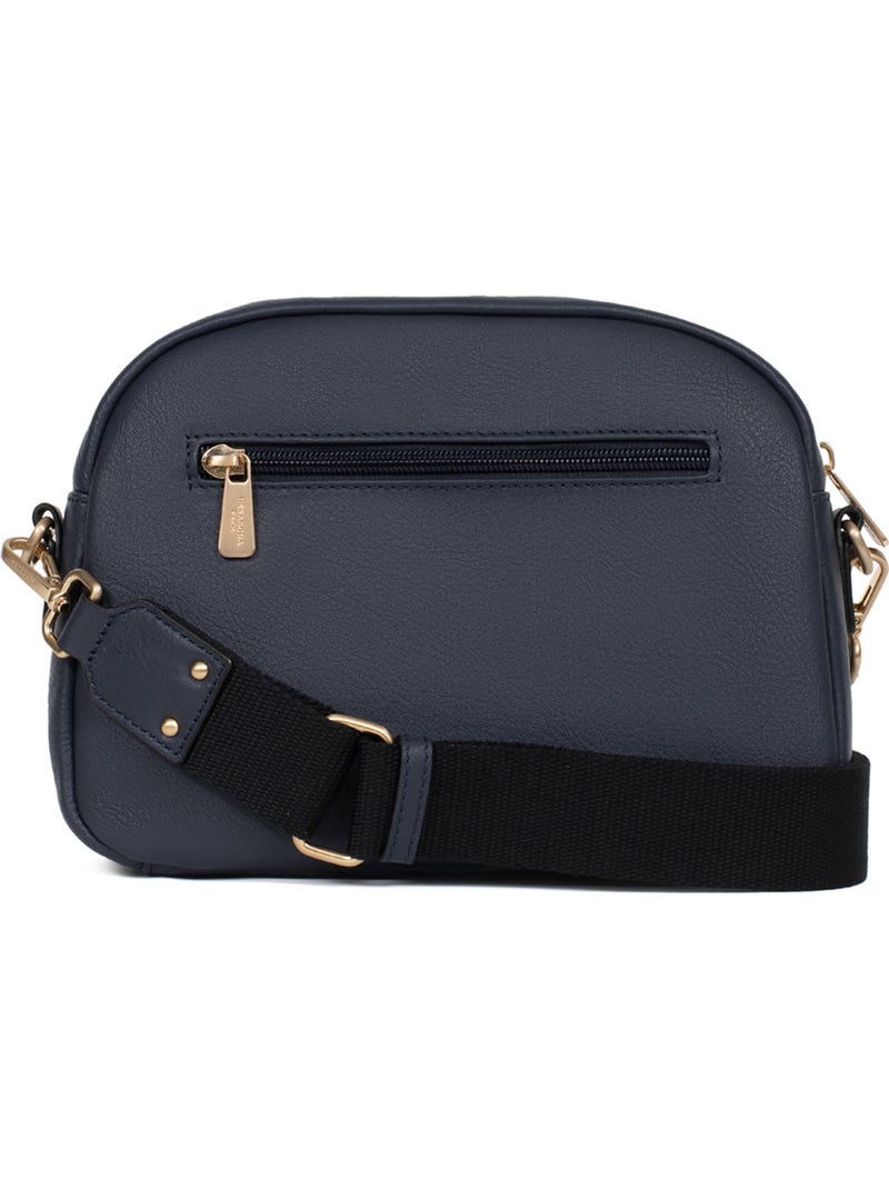Sac porté travers  Cuir TAIMA Bleu nuit - Kiabi