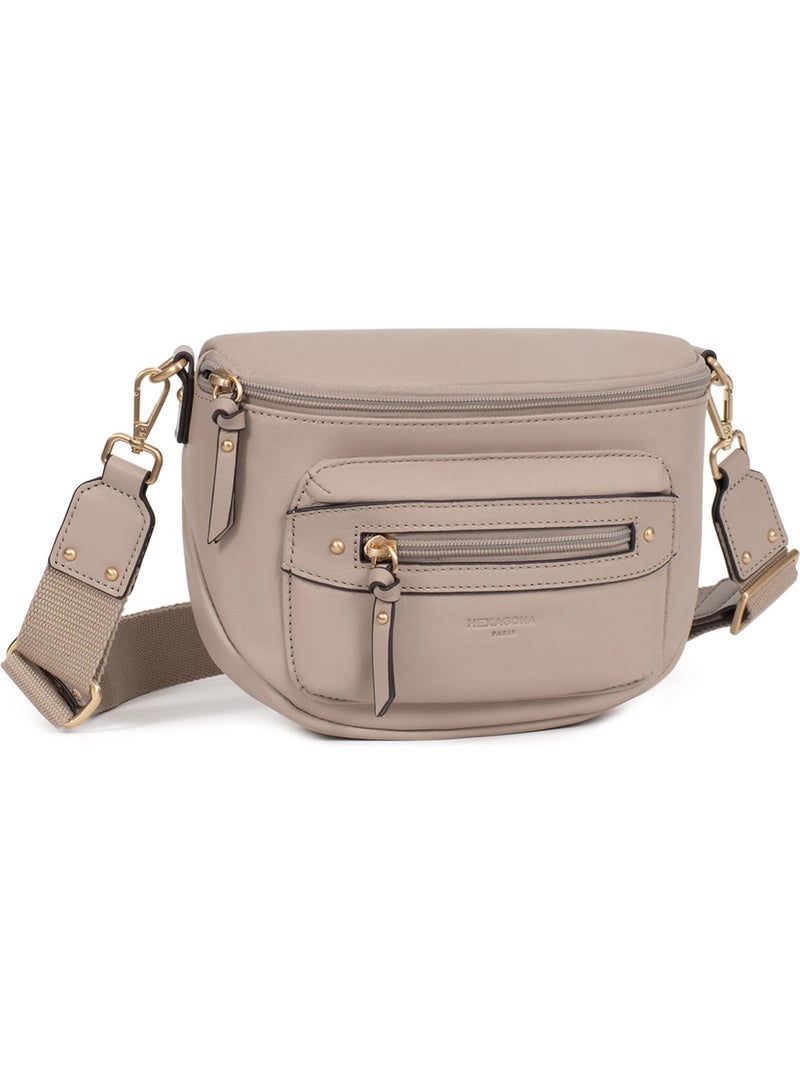 Sac porté travers  Cuir TAIMA Gris - Kiabi