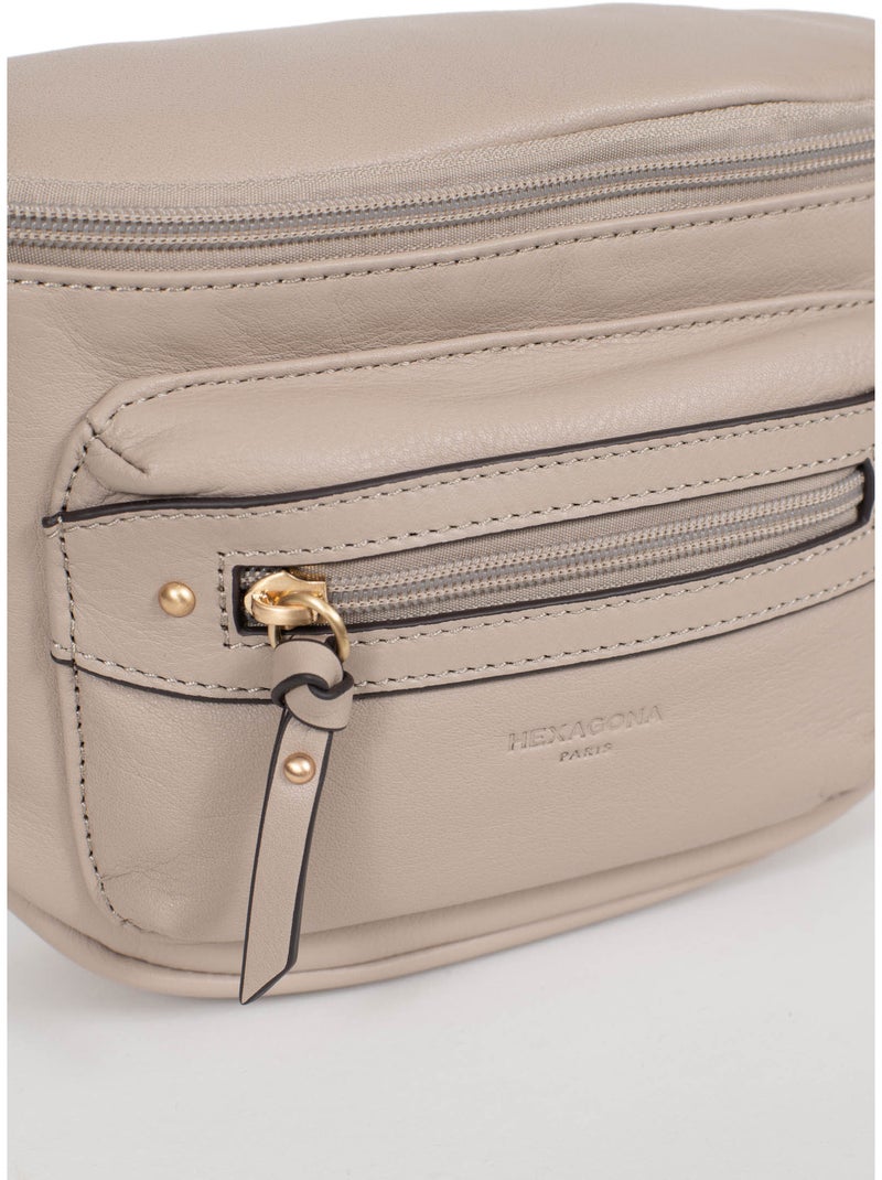 Sac porté travers  Cuir TAIMA Gris - Kiabi