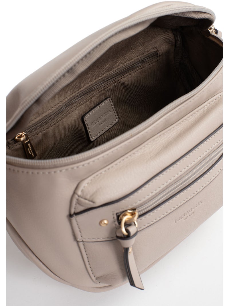 Sac porté travers  Cuir TAIMA Gris - Kiabi