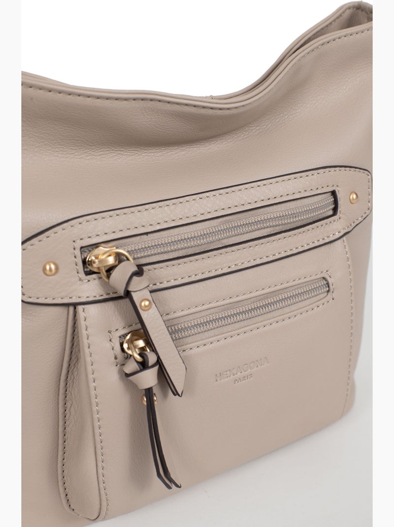 Sac porté travers  Cuir TAIMA Gris - Kiabi