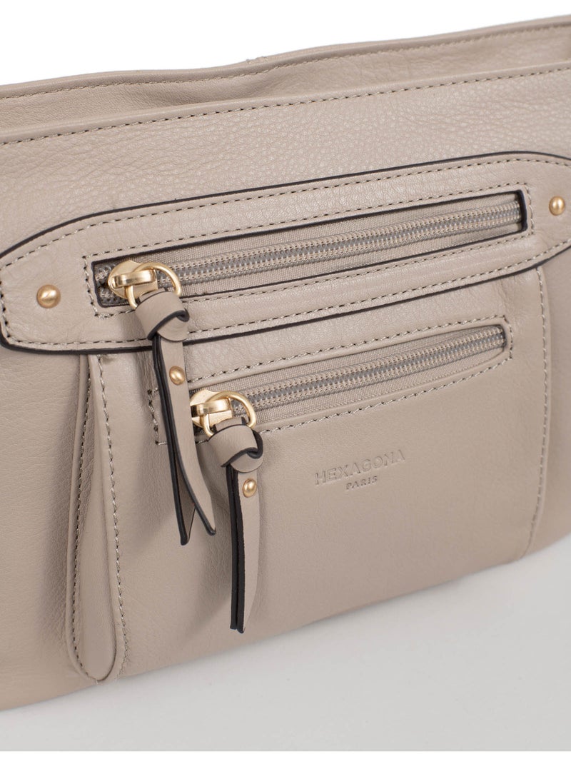 Sac porté travers  Cuir TAIMA Gris - Kiabi