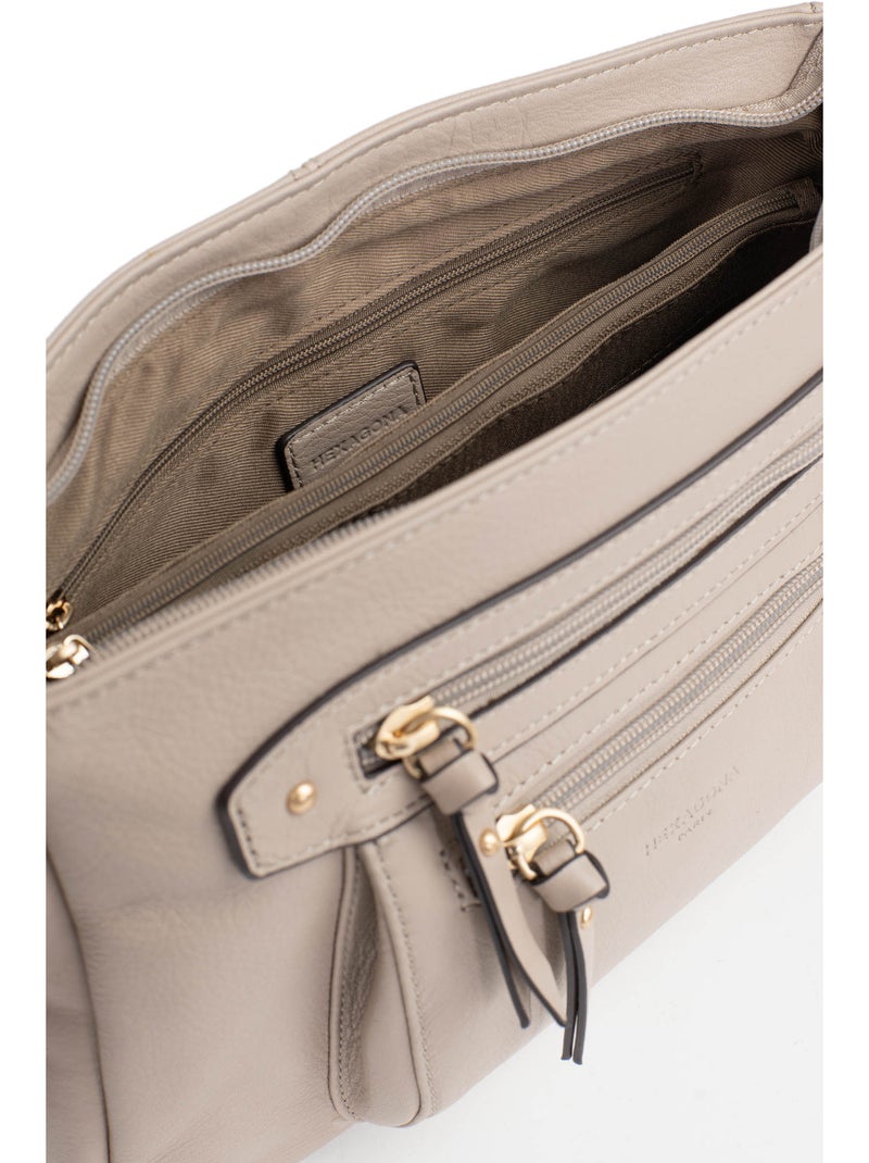 Sac porté travers  Cuir TAIMA Gris - Kiabi
