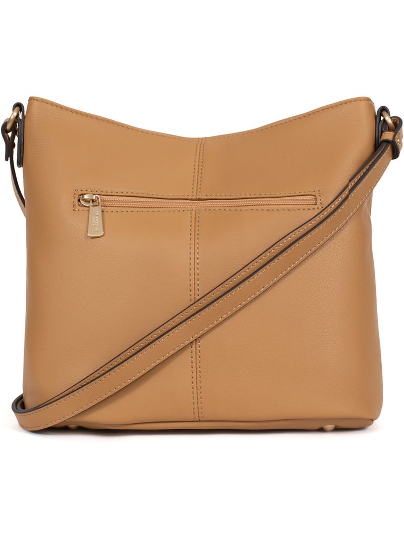 Sac porté travers  Cuir TAIMA Marron havane - Kiabi