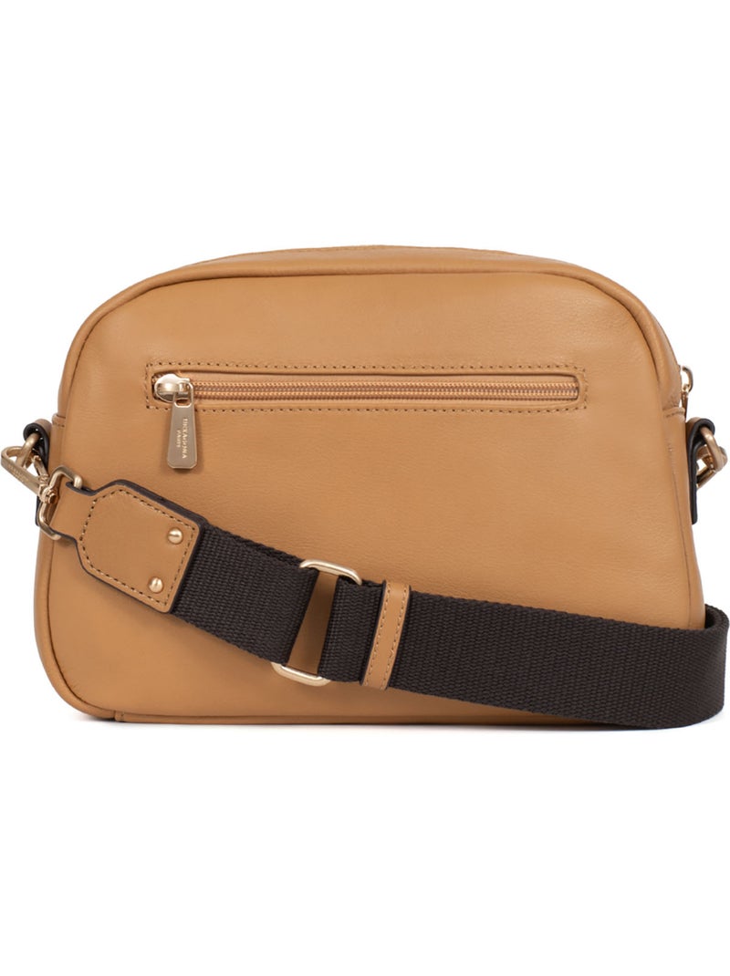 Sac porté travers  Cuir TAIMA Marron havane - Kiabi