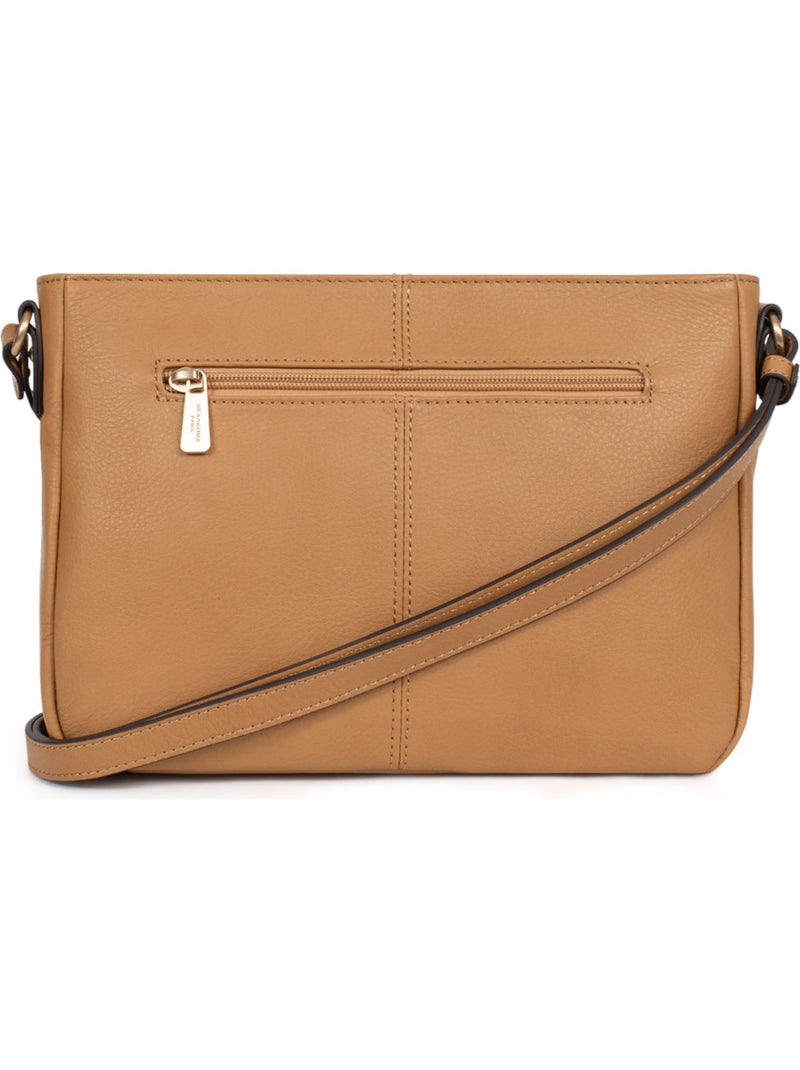 Sac porté travers  Cuir TAIMA Marron havane - Kiabi