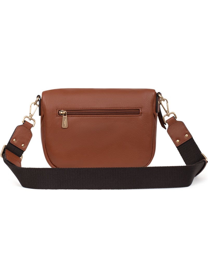 Sac porté travers  Cuir TAIMA Marron - Kiabi
