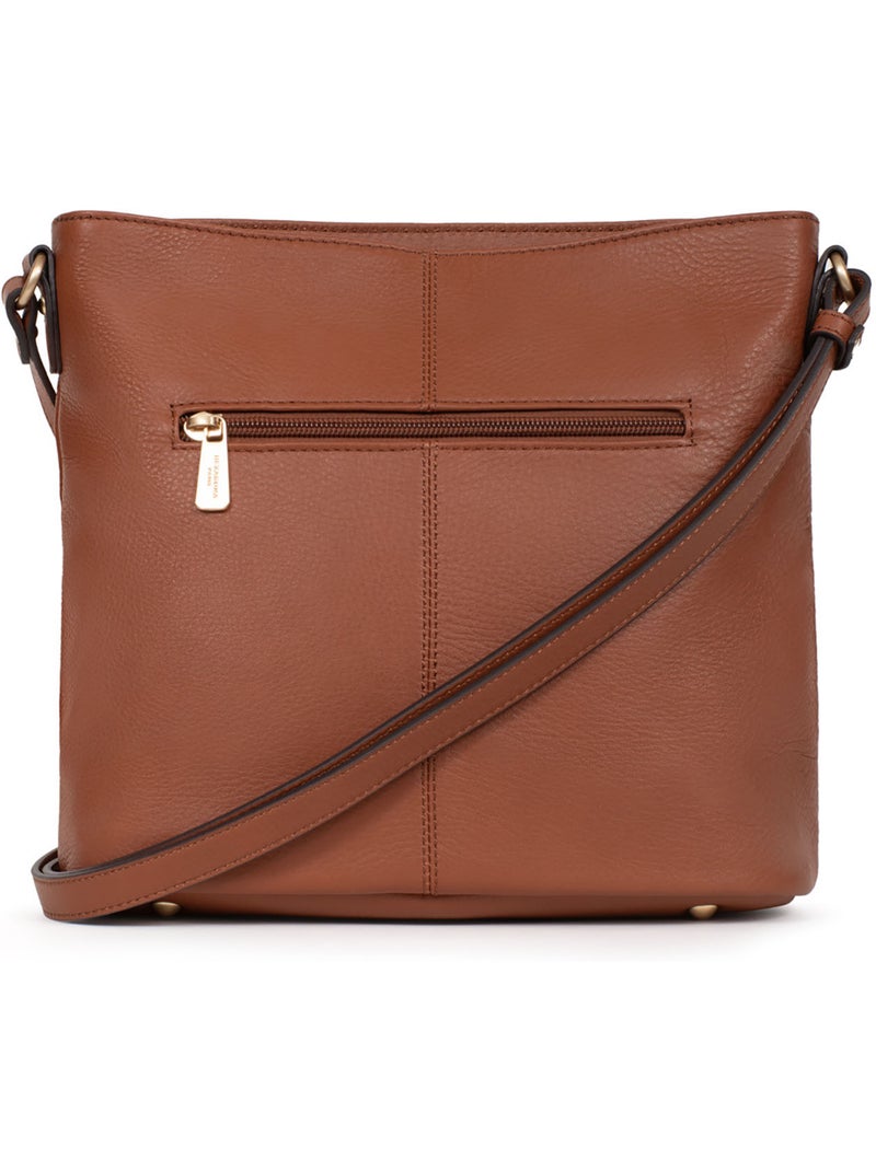 Sac porté travers  Cuir TAIMA Marron - Kiabi