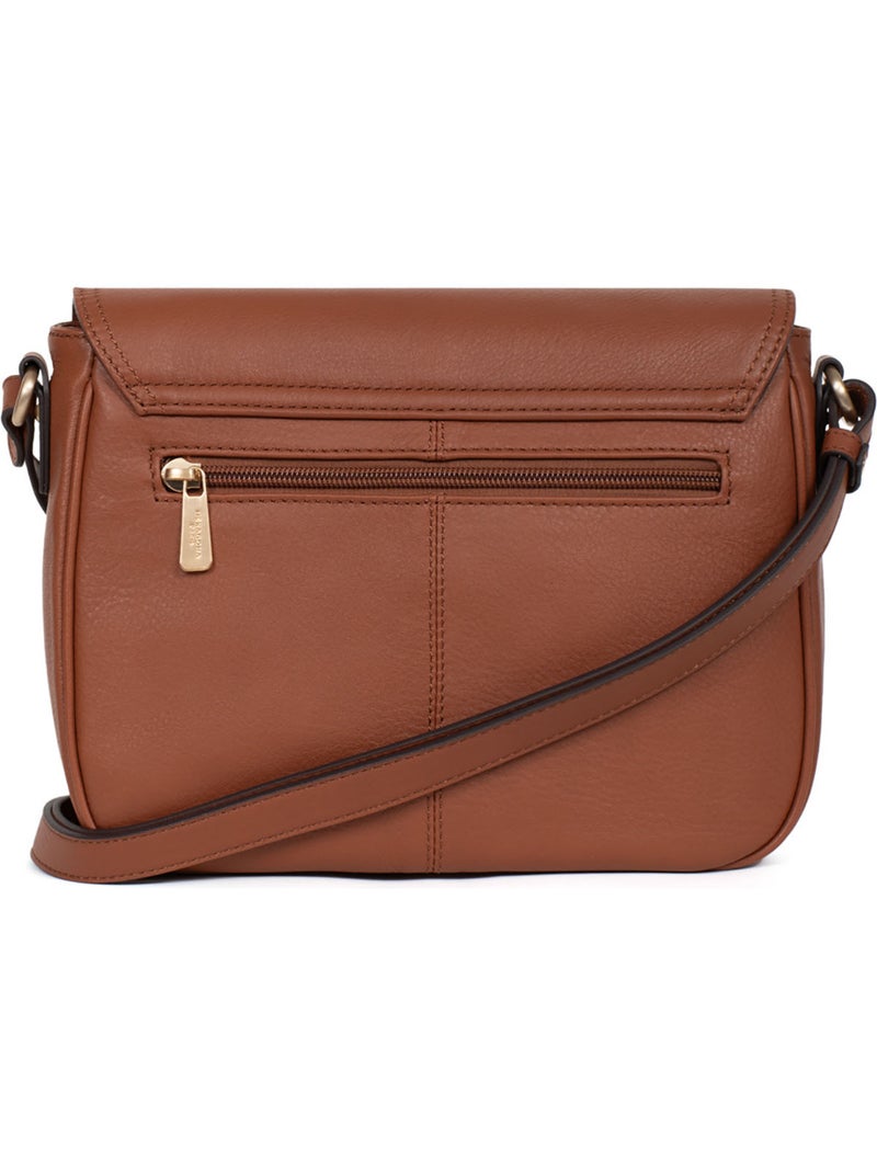 Sac porté travers  Cuir TAIMA Marron - Kiabi