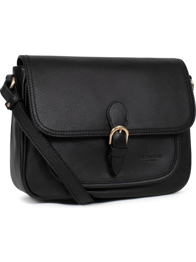 Sac porté travers  Cuir TAIMA Noir - Kiabi