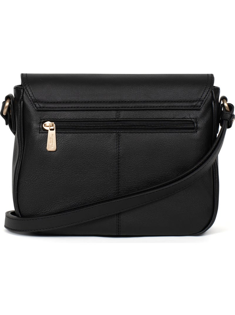 Sac porté travers  Cuir TAIMA Noir - Kiabi