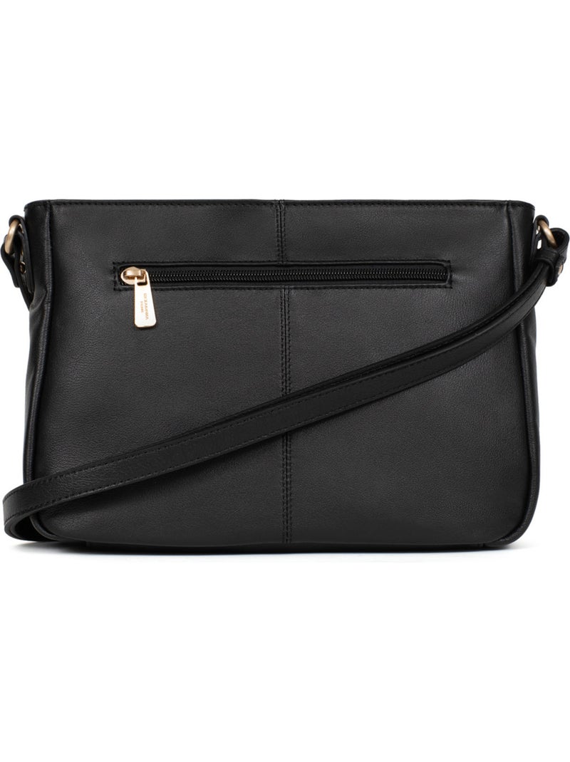 Sac porté travers  Cuir TAIMA Noir - Kiabi
