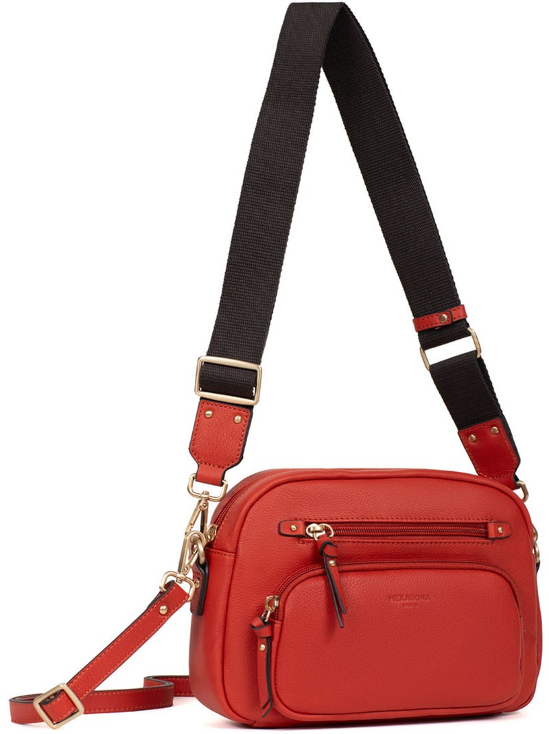 Sac porté travers  Cuir TAIMA Orange - Kiabi