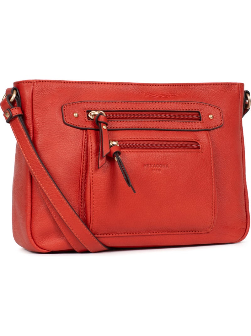 Sac porté travers  Cuir TAIMA Orange - Kiabi