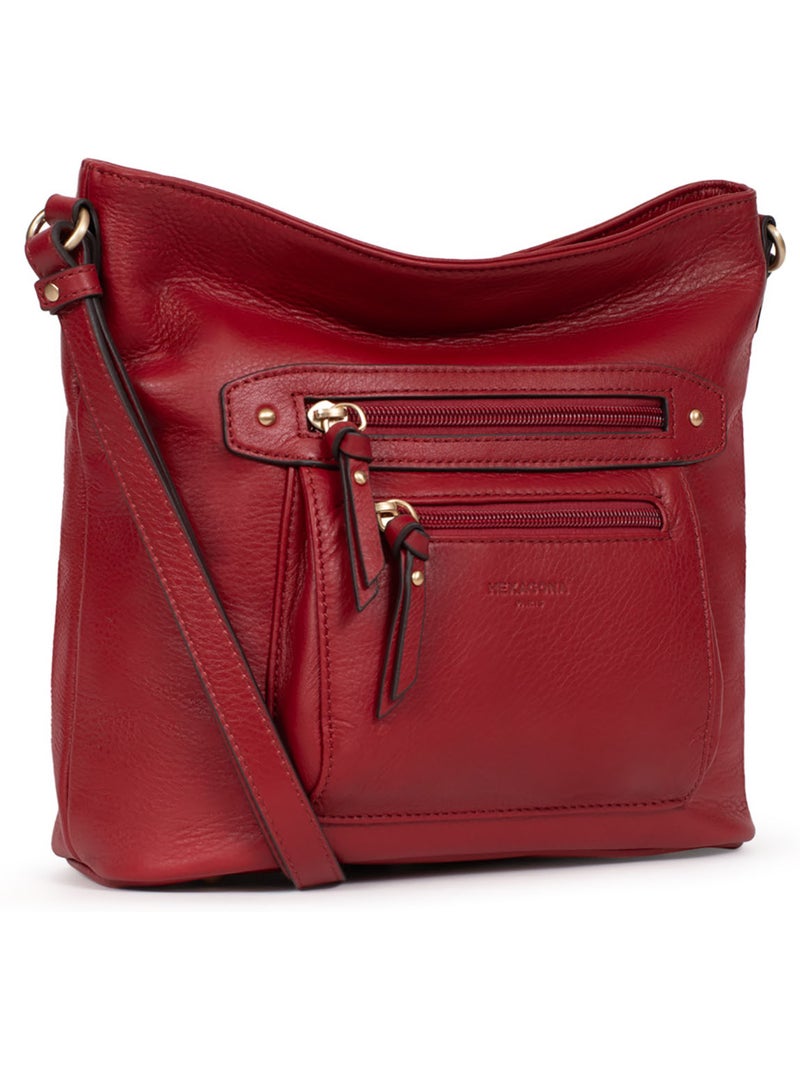 Sac porté travers  Cuir TAIMA Rouge foncé - Kiabi