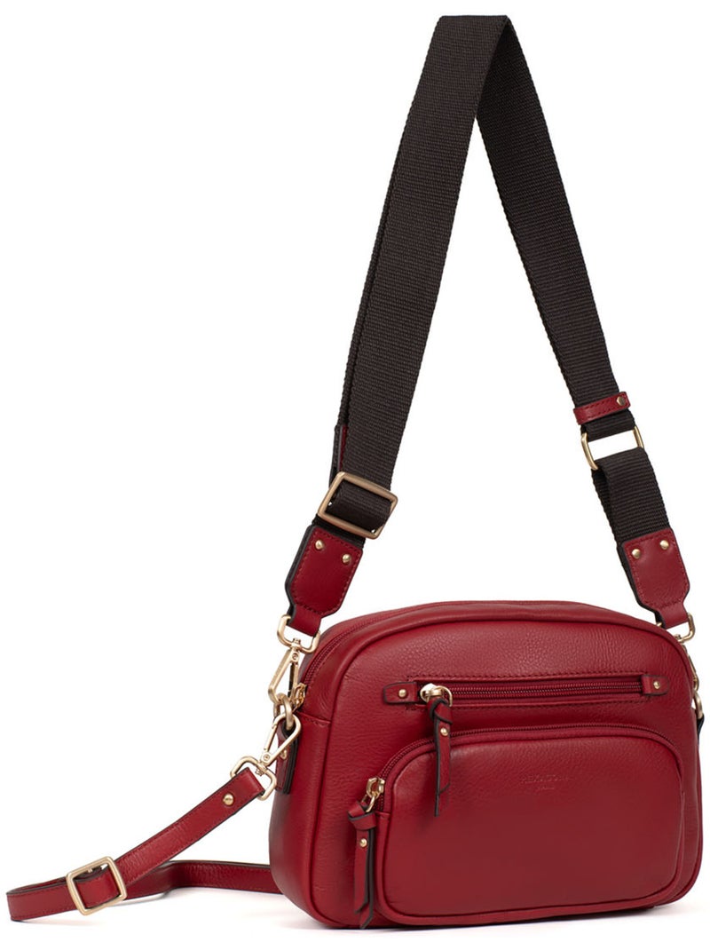 Sac porté travers  Cuir TAIMA Rouge foncé - Kiabi