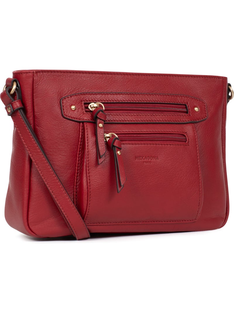 Sac porté travers  Cuir TAIMA Rouge foncé - Kiabi