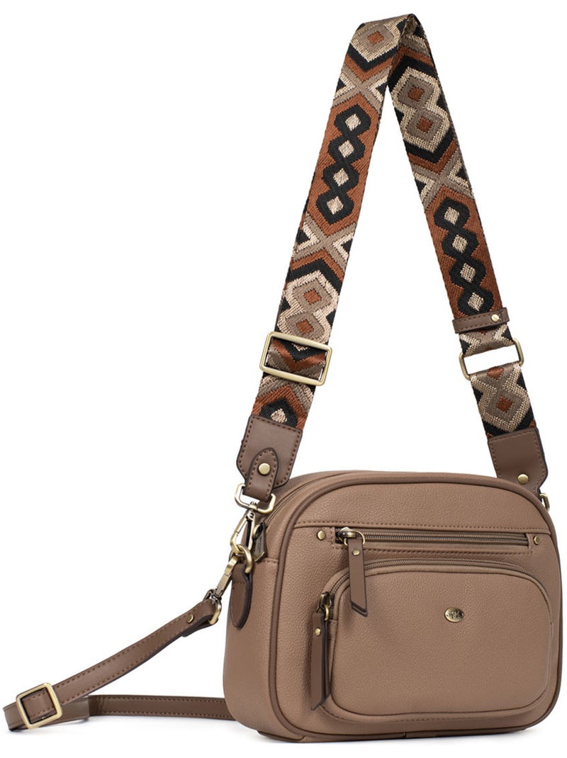 Sac porté travers RONDA Taupe - Kiabi