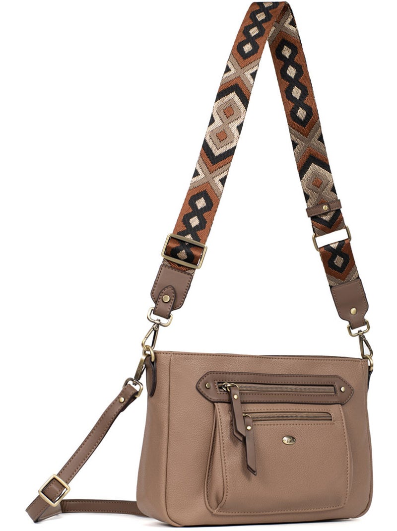 Sac porté travers RONDA Taupe - Kiabi